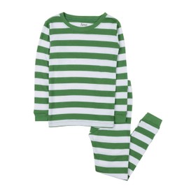 Leveret Striped Kids & Toddler Boys Pajamas Christmas 2 Piece Pjs Set 100% Cotton (Size 12-18 Months, Green & White)