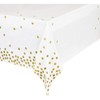 6 Pack Plastic White and Gold Tablecloth with Gold Polka