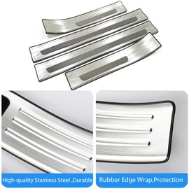 KEALAS 4 PCS Stainless Steel Chrome Silver Door Sill Protector Trims for Honda CRV 2023 2024 2025,Outside Door Sill Scuff Plate Guard Cover Trim Door Sill Decorative Decals