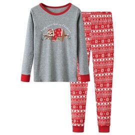 Beezizac Christmas Pajama Set for Girls & Boys Cute Toddler Kids Sloth Jammies Size 12