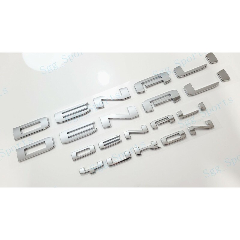 4Pc Set Denali Yukon Emblems Fender Door Rear Tailgate Letters
