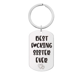 Tofwaol Best Sister Ever Keychain Gift for Sisters Gifts from Sister Birthday Present for Little Sisters Gifts from Big Sis Unbiological Sis Key Chain from Brother