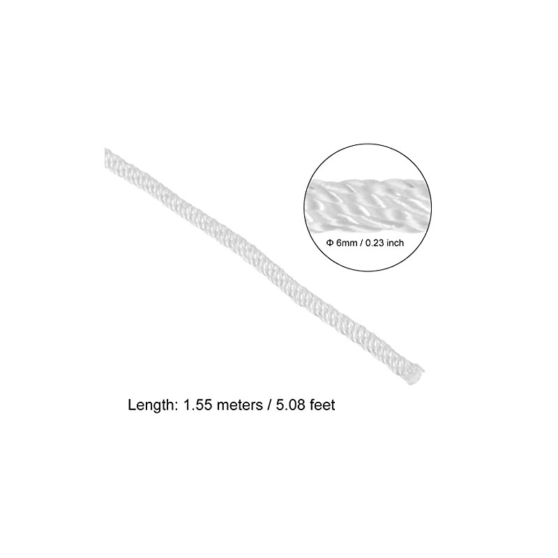 sourcing map Recoil Start Rope with Handle 6 mm Diameter