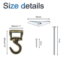 INCREWAY Swivel Swag Hooks, 4 Set Heavy Duty Swivel Ceiling Hooks, Ceiling Mounting Hooks with Hardware Screws and Toggle Wings for Hanging Plants, Chandeliers Baskets (Antique Brass)