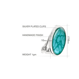 Handmade Comfortable Small Round Clip on Earrings - Non Pierced Ears for Women (Painted Blue Light Silver)