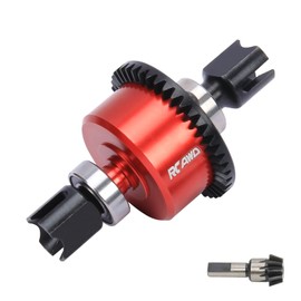 RCAWD Steel front/rear diff set complete w/40CrMo main diff gear 43T SPIRAL MAIN INPUT GEAR, 10T SPIRAL CUT for Arrma 1/7 1/8 6s RTR hopups upgrades parts (Red)