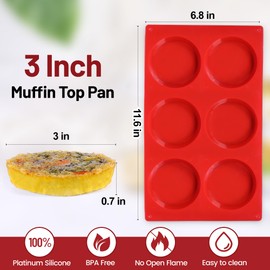 Silicone Egg Sandwich Molds, 3 Inch Muffin Top Pan Non Stick Mold for Breakfast Sandwiches, 2 Pack Whoopie Pie Pan, Circle Mold for Baking English Muffins, Egg Sandwich, Whoopie Pies