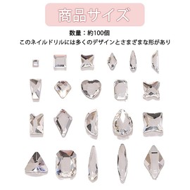 LIKENNY Rhinestone Nail Art, Crystal, DIY, Decorate and Use Nails, Aurora Nail Parts, Sparkling, Mixed Size, 3D, High Luminous, Large Capacity (Approx. 100 Pieces)