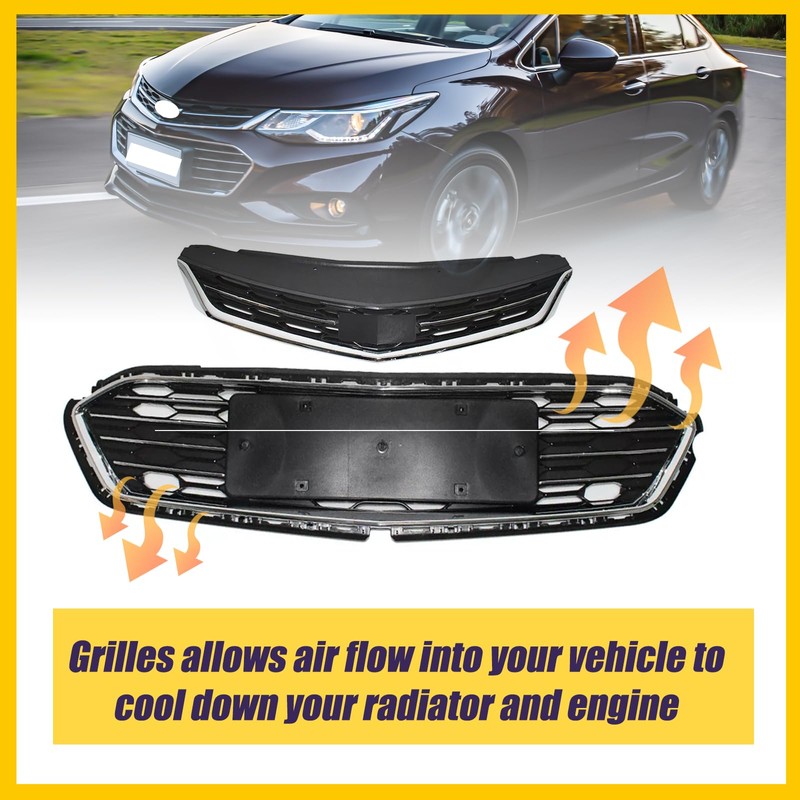 JHRISE Front Bumper Upper and Lower Honeycomb Mesh Grille For