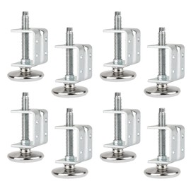 POWERTEC U-Bracket Leg Levelers 8PK, Heavy Duty Adjustable Furniture Feet for Work Bench/Desk/Cabinet, w/Non-Marring Pads (71151-P2)