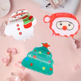 HIXNUG 3pcs Christmas Hair Accessories Christmas Hair Clips Claw Cute Mini Santa Snowman Xmas Tree Hair Jaw Clips for Kids