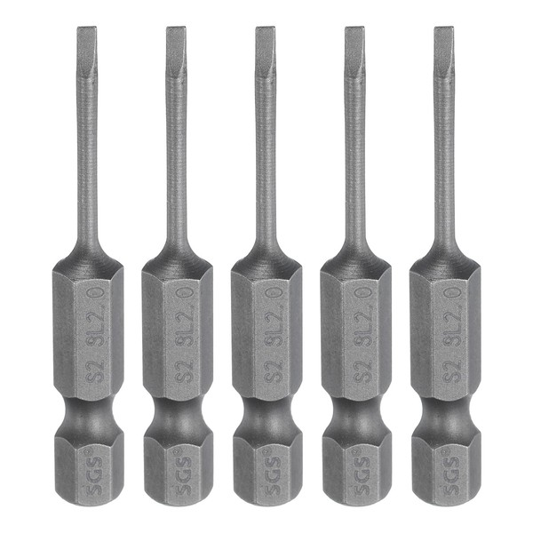 HARFINGTON 5pcs SL2 Magnetic Slotted Screwdriver Bits 2mm S2 Steel