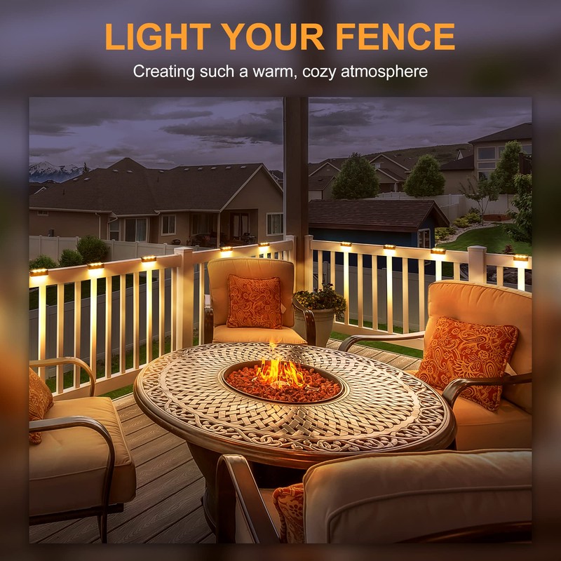 SOLPEX Solar Fence Lights, 6 LEDs Solar Lights Outdoor Waterproof