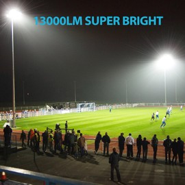Olafus 130W Flood Lights Outdoor, 13000lm LED Work Light Plug in, 6500K Daylight White Led Flood Light Outdoor, IP66 Waterproof Security Lights for Yard Garage Stadium 4 Pack