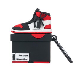 Awesometik Airpods 2nd Generation Shoes Case Cover with Keychain, Cute 3D Shoes Box Case Compatible with Airpods Case 2nd/1st Gen, Scratch-Proof (Red)