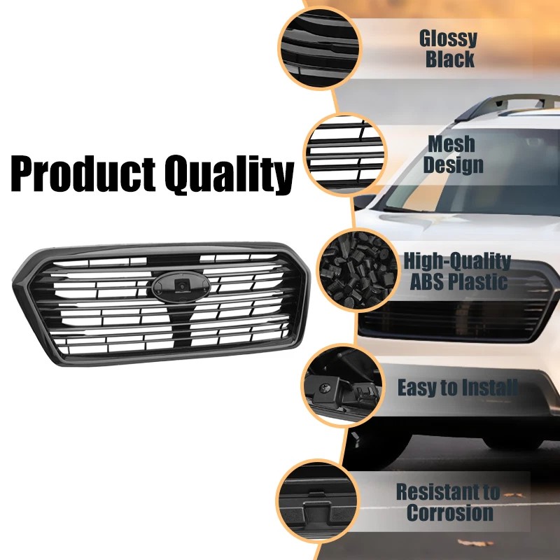 YLT Auto Glossy Black Front Bumper Upper Grille For 2019