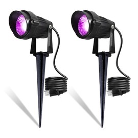 2 Pack Black Light 12W IP66 UV Purple Led Lights with US Plug Blacklight for Stage Lighting Glow Party Room Fluorescent