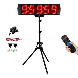 GAN XIN Race Clock with Tripod for Running Events, Large LED Stopwatch with Remote,Countdown/Count up Gym Timer for Home,Wall Digital Time Clocks