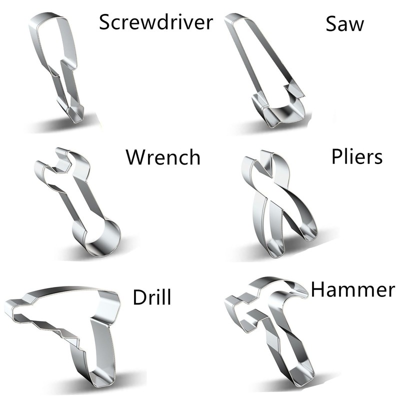 Mini Construction Tools Cookie Cutters Set of 6 pcs, Stainless
