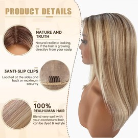 Belaved Bob Wig Human Hair 16 Inch Ombre Highlight #8T8/60 Ash Brown to Platinum Blonde 13×4 Glueless HD Lace Front Baby Hair Free Part Pre Plucked Hairline Straight Women