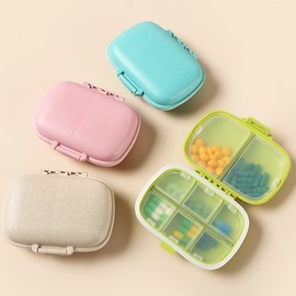Portable Double-Layer 8-Compartment Pill & Vitamin Organizer Case Free Size/Double 8 Cell - Mill Green 40ea