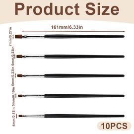 WeddHuis 10 Piece Nail Brush Set, Gel Nail Brush, UV Gel Brush Set, Nail Design Brush, Acrylic Nail Art Brush, for Home Nail Art, UV Gel Brush, Nail Accessories, Acrylic Fingernails