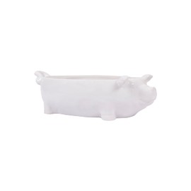 Creative Co-Op White Ceramic Pig Shaped Bowl