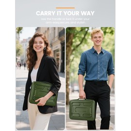 DOMISO 13.3 inch Laptop Sleeve with Handle Shockproof Computer Bag Waterproof EVA Protective Carrying Case for 13-13.3 inch Notebooks/13 MacBook Air/MacBook Pro Retina/Dell XPS 13/HP,Green