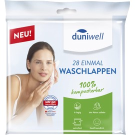Duniwell Disposable Face Cloths 20 x 20 cm 6-Ply Extra Strong 100% Compostable Pack of 28