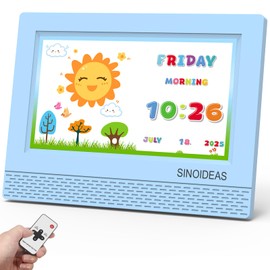 SINOIDEAS 7-Inch Kids' Digital Alarm Clock,Children's Sleep Trainer with Remote Control & Custom Reminder Function