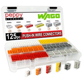 WAGO 2773 Wall Nuts 125pc Push-in Wire Connector Assortment Kit with Case | Splicing for Solid and Stranded Electrical Conductors | 2773-402, 2773-403, 2773-404, 2773-405, 2773-406, 2773-408