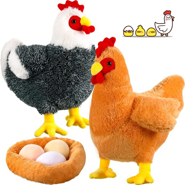 2 PCS 12" Buffy The Hen Chicken Stuffed Animal with