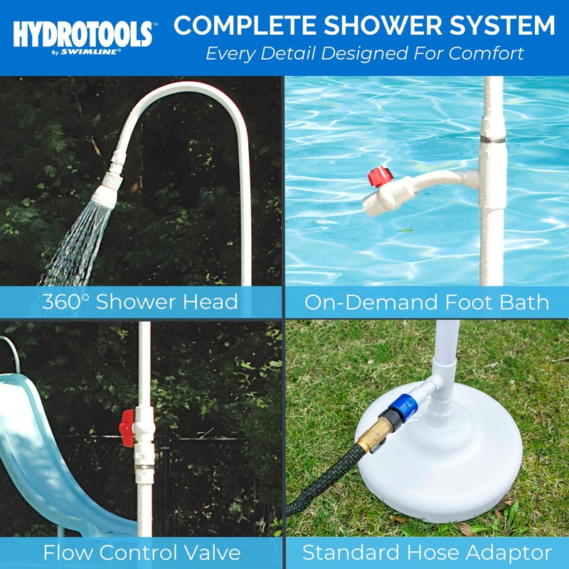 SWIMLINE HYDROTOOLS Tube Style 7 Foot Poolside Shower, Adjustable Head