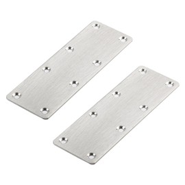 Leliafleury 2Pcs Flat Plate Bracket Stainless Steel Mending Plates Straight Brackets Corner Brace Plates Flat Joining Plates for Repair Fixing Wood Furniture, 50 x 140mm
