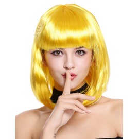 WIG ME UP - 0073-3-PC2B Women's Wig Carnival Long Bob Shoulder Length Straight Fringe Yellow