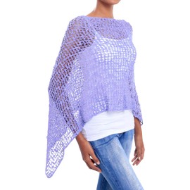 JOPHY & CO. Women's Poncho Mesh Effect Knitted Summer and Spring Crochet Wrap for Women Light and Soft (cod. 1511), lilac, M