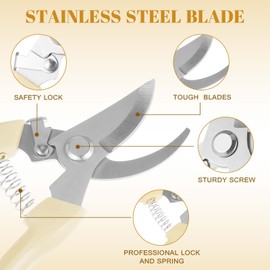 Amylove 24 Pcs Garden Flower Shears, Floral Scissors Pruning Shears Stainless Steel Professional Pruning Scissors Gardening Tools Pruning Shears Horticultural Pruning Shears for Gardening(White)