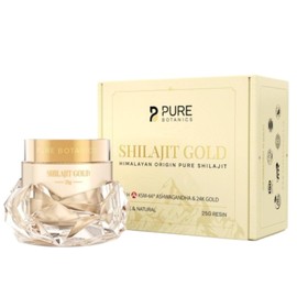 Pure Botanics Himalayan Shilajit Resin - 25g, Infused with KSM-66 Ashwagandha & 24K Gold (Swarna Bhasma), Ayush Approved Shilajeet, Power-Gold Strength, 7 Potent Herbs + 3 Powerful Oils