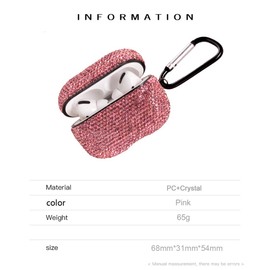 Sparkly Diamond - Funda para AirPods Pro de 1 y 2 generación con llavero, a prueba de golpes, funda protectora de diamantes de imitación de alta calidad, compatible con AirPods Pro funda de carga (rosa claro profesional)