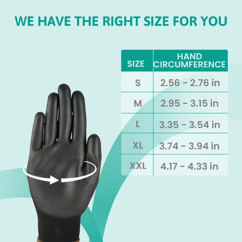 Ansell HyFlex 48-101 Thin Work Gloves, Stretch Fit Nylon Liner