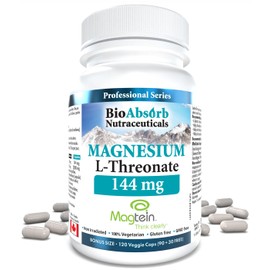 Magnesium L-Threonate - Magtein. 2,000 mg w/ 144 mg of Elemental Chelated Magnesium. 120 Veggie Capsules (40-day supply)
