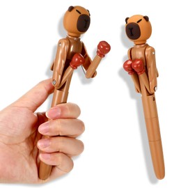 Sayglossy 2 Pcs Boxing Pen Capybara Fidget Ballpoint Pen Decompression with Punching Arm and Adorable Button Sound Cute Funny Novelty Pen Capybara Gifts Brown-1. 0mm Smooth Writing