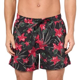 HUGO Men's Standard Tropical Leaf Swim Trunk, Black Currant, XX-Large