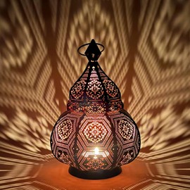 Ziva Metal Oriental Moroccan Storm Lantern, 30 cm, for Outdoors as a Garden Lantern or Indoors as a Table Lamp