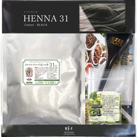 [Henna] Kanoko Herbal Henna No. 31 (Color: Black, Not Too Black); [Organic agriculture x completely no chemical ingredients additives x new henna leaf] Non-diamine henna color