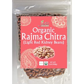 Jiva Organic Light Red Kidney Beans Speckled Whole (Rajma Chitra) 2 Pound Bag