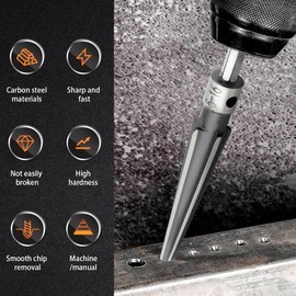 JUTOSU Engineer Taper Reamer, Hexagonal Shank, Drilling Range: 0.2 - 0.6 inches (5 - 16 mm), Hole Drilling, Chamfering, Hand Held, Drill Tool, T-Shaped, Building Material, T-shaped Handle, Hexagonal