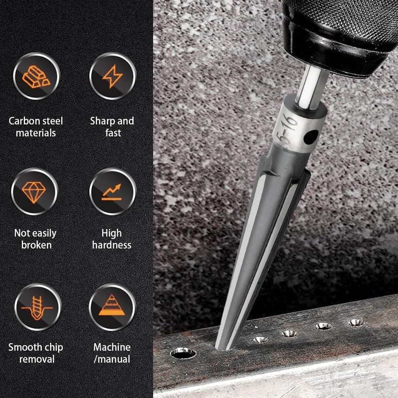 JUTOSU Engineer Taper Reamer, Hexagonal Shank, Drilling Range: 0.2 -