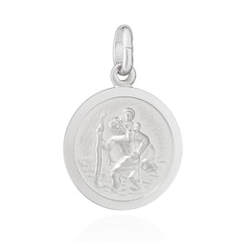 NKlaus 13437 Christopher Pendant 925 Silver Matte Diamond Coated 13 mm Talisman Christian, Sterling Silver