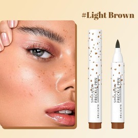 Natural Freckle Pen, Waterproof, Long-Lasting, Fake Freckles for Sun-Kissed Look, Effortless Makeup, Multiple Shades(Light Brown)